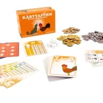 Kártyafarm társasjáték teljes játéktartalma kártyákkal és jelölőkkel